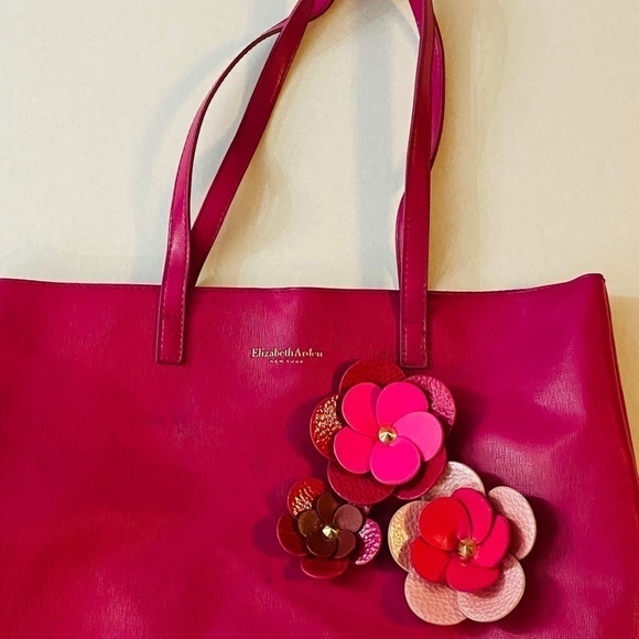 Elizabeth Arden Handbags - Elizabeth Arden Hot Pink Floral Appliqué Shoulder Tote